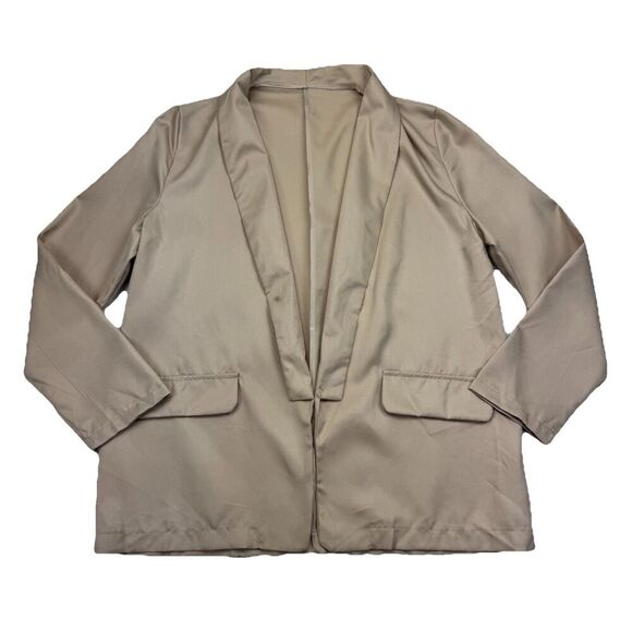 Beige Blazer Long Sleeve Open Front Size XL Work Office Jacket Lightweight - Picture 4 of 11